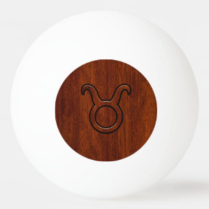 Taurus Zodiac Symbol on Mahogany Decor Ping Pong Ball