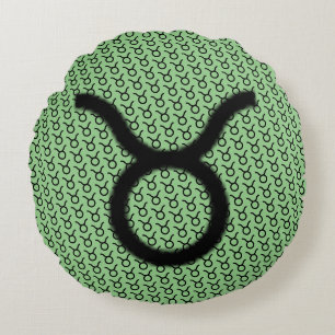 Taurus Zodiac Symbol Standard by Kenneth Yoncich Round Cushion