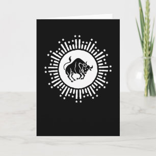 Taurus Zodiac Symbol with Celestial Starburst Card