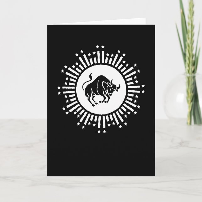 Taurus Zodiac Symbol with Celestial Starburst Card (Front)