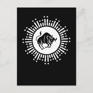 Taurus Zodiac Symbol with Celestial Starburst Holiday Postcard