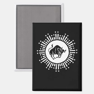 Taurus Zodiac Symbol with Celestial Starburst Magnet
