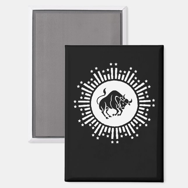 Taurus Zodiac Symbol with Celestial Starburst Magnet (Front/Back)