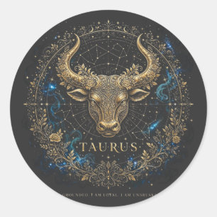 Taurus Zodiac T-Shirt - Bull Symbol Astrology Gift Classic Round Sticker