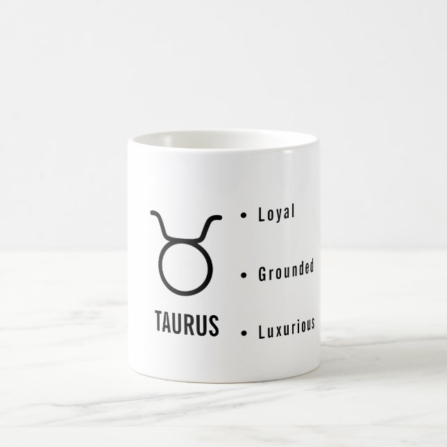Taurus Zodiac Traits Minimal Astrology Coffee Mug (Center)