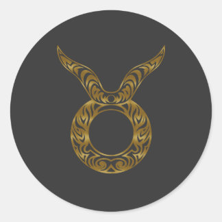 Taurus Zodiac - Tribal Gold Classic Round Sticker