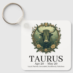 Taurus Zodiac Vintage Art Nouveau Bull Key Ring