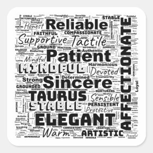 Taurus Zodiac Word Cloud Inspiration Square Sticker