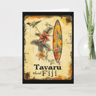 Tavaru Island Fiji Surfboard Surfer Beach Surfing Card