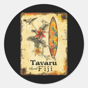 Tavaru Island Fiji Surfboard Surfer Beach Surfing Classic Round Sticker
