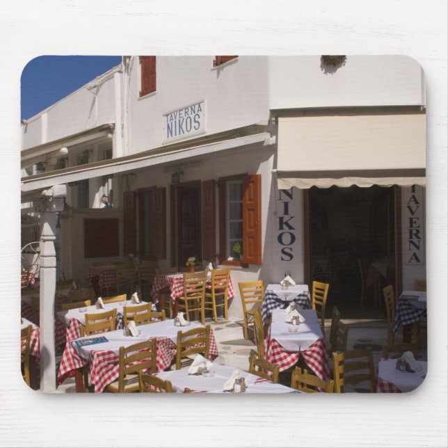 Taverna Nikos, Mykonos, Cyclades Islands, Greece Mouse Pad (Front)