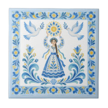Tavrian Painting Ukrainian Folk Art Ceramic Tile