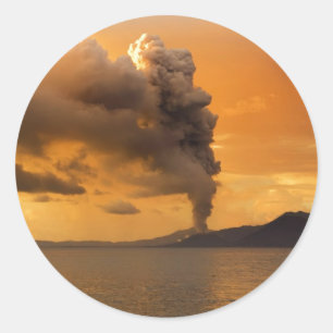 Tavurvur Volcano Rabaul Caldera Erupting Classic Round Sticker