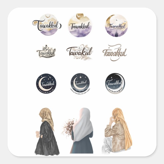 Tawakkul Islamic Sticker Set Faith-Inspired Muslim (Front)