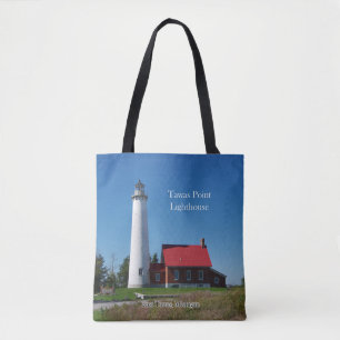 Tawas Point Lighthouse all over tote bag