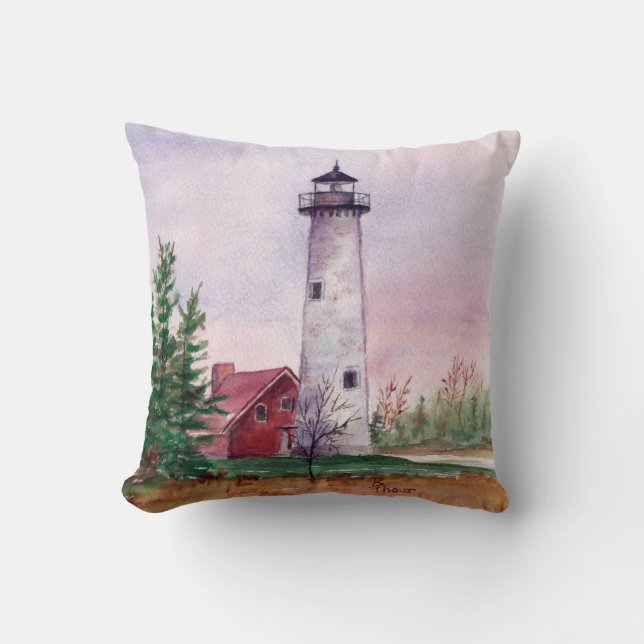 Tawas Point Lighthouse Pillow (Front)