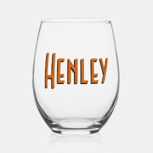 Tawny 3D Minimalist Modern Name  Stemless Wine Glass