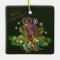 Tawny Christmas Owl with Holiday Greenery 
