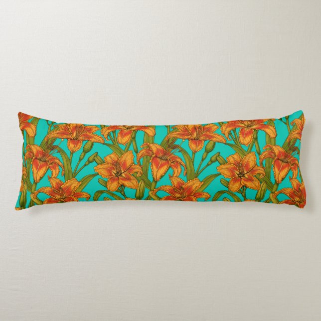 Tawny dailily flowers body cushion (Front)