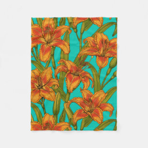 Tawny dailily flowers fleece blanket