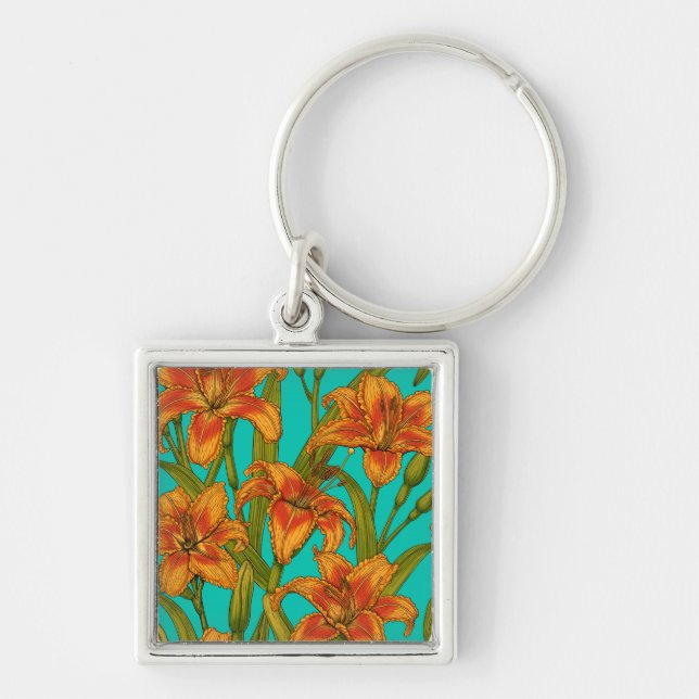 Tawny dailily flowers key ring (Front)