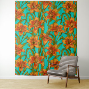 Tawny dailily flowers tapestry