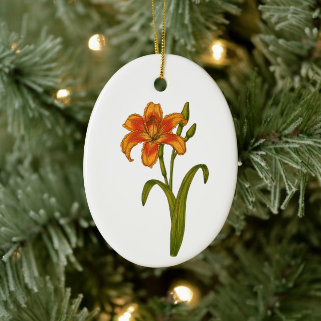 Tawny daylily ceramic ornament (Tree)