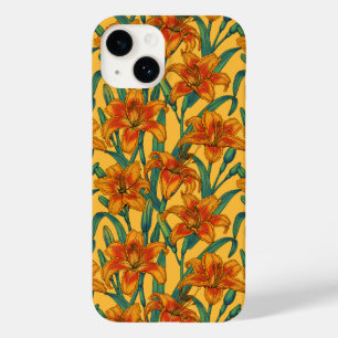 Tawny daylily flowers, blue and yellow Case-Mate iPhone 14 case