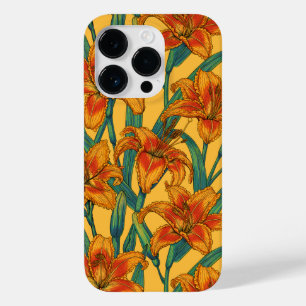 Tawny daylily flowers, blue and yellow Case-Mate iPhone 14 pro case