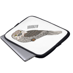 Tawny frogmouth bird cartoon illustration laptop sleeve