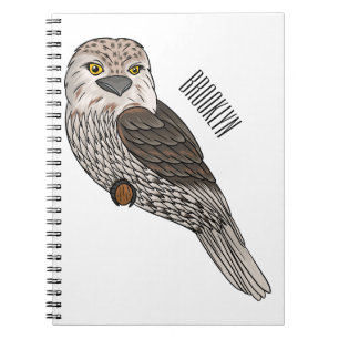 Tawny frogmouth bird cartoon illustration notebook