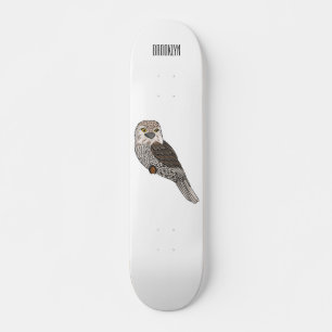 Tawny frogmouth bird cartoon illustration skateboard