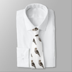 Tawny frogmouth bird cartoon illustration tie