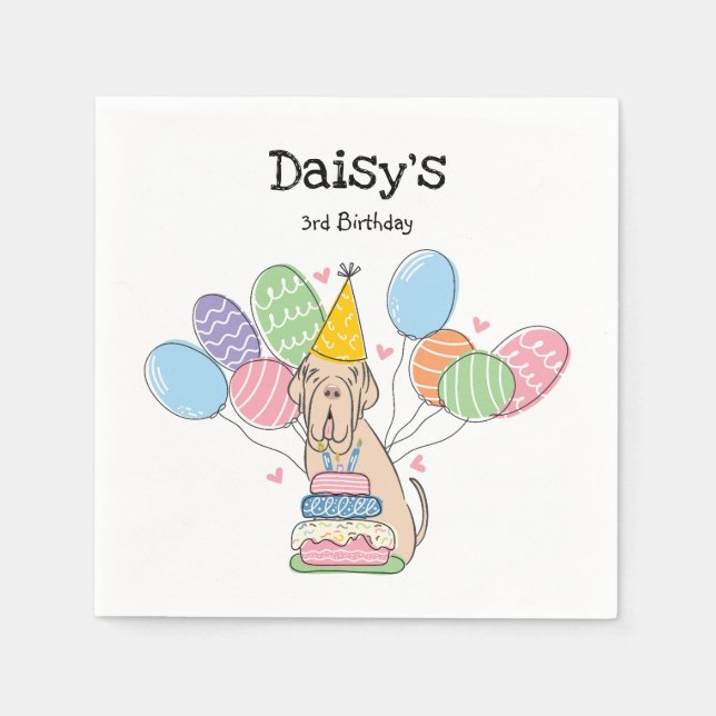 Tawny Neapolitan Mastiff Dog Birthday Party Napkin (Front)