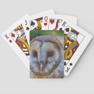 Tawny Owl In Pointillism Art Playing Cards