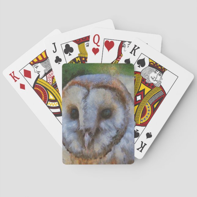 Tawny Owl In Pointillism Art Playing Cards (Back)