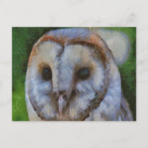 Tawny Owl In Pointillism Art Postcard