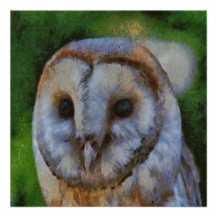 Tawny Owl In Pointillism Art Poster