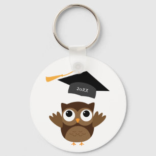 Tawny Owl Throwing Its Graduation Cap Keychain
