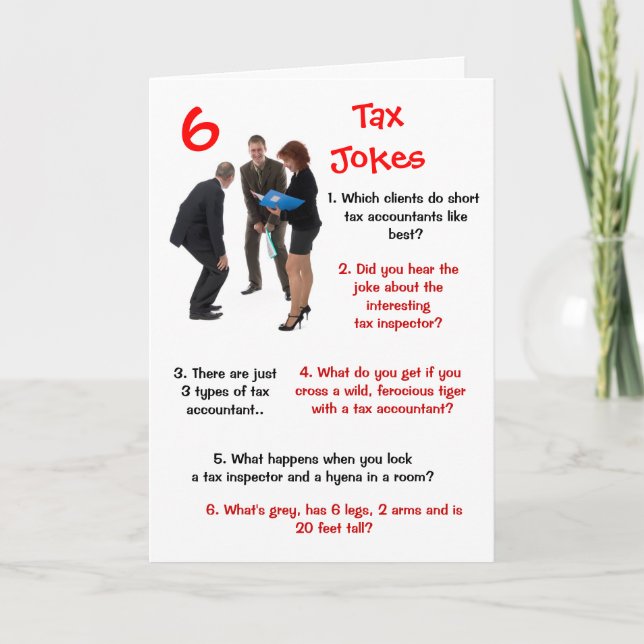 Tax - 6 Tax Jokes Funny Birthday Card (Front)