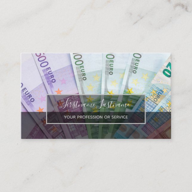 Tax accountant and financial experts euro money bu business card (Front)