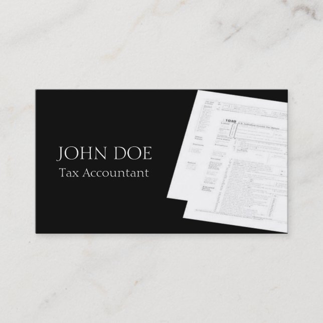 Tax Accountant B/W Form 1040 Business Card (Front)