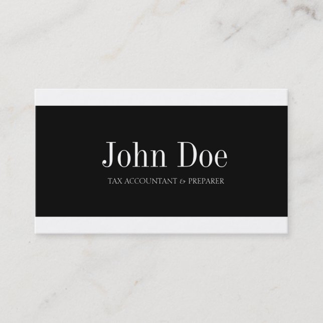Tax Accountant Black/White Business Card (Front)