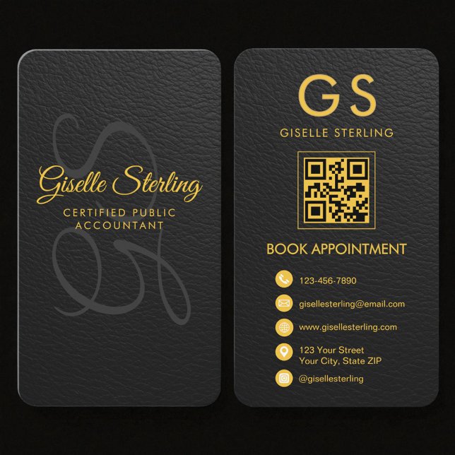 Tax Accountant CPA Black Faux Leather Business Card (Creator Uploaded)
