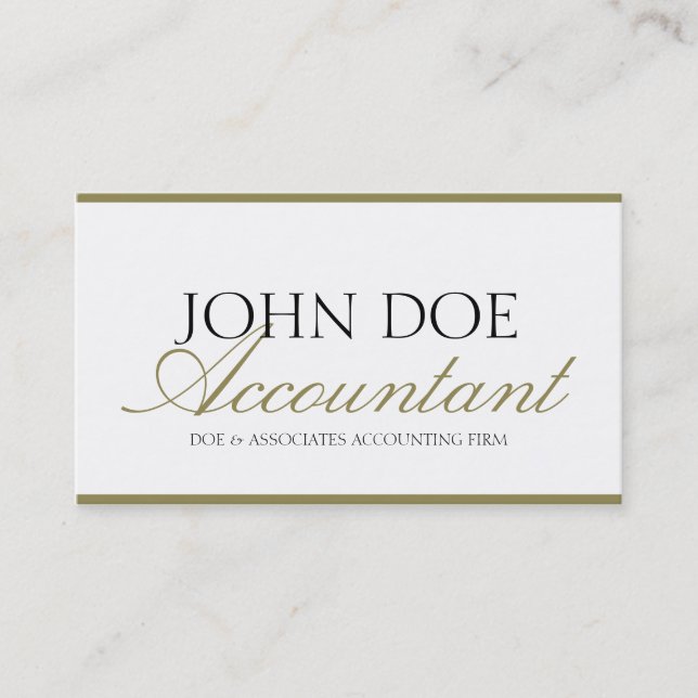 Tax Accountant CPA Bookkeeper Gold Script & Paper Business Card (Front)