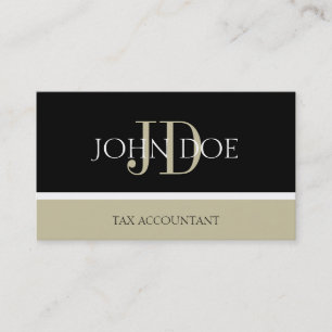 Tax Accountant/CPA Monogram Black/Tan Business Card