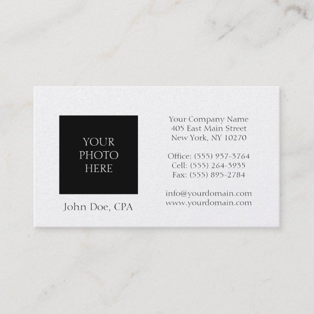 Tax Accountant Head Shot Gold Paper Business Card (Front)