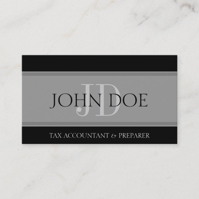 Tax Accountant Stripes D Grey Business Card (Front)