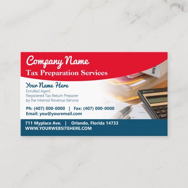 Tax Preparation (Preparer) Business Card (Front)