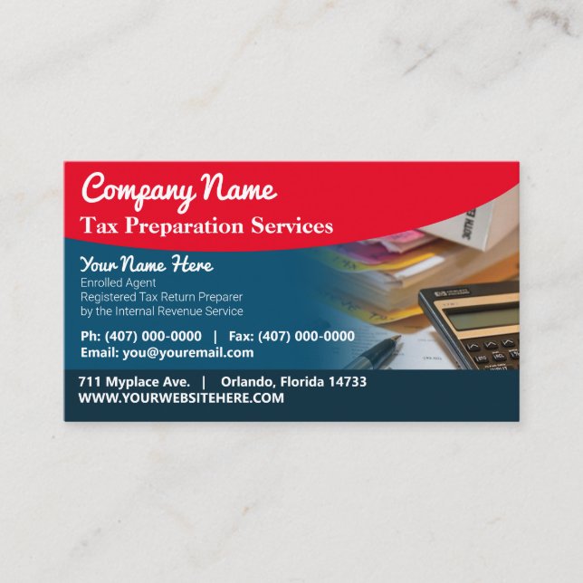 Tax Preparation (Preparer) Business Card (Front)